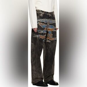 Y. Project Men's Gray Paris' Best Patch Wide-leg Jeans